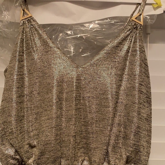 Full length gold/silver black Calvin Klein dress - Picture 3 of 5